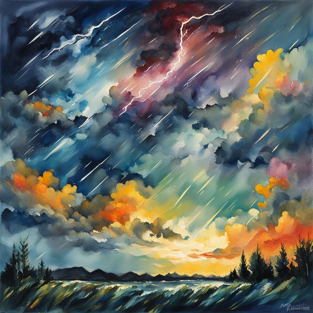 Summer Thunderstorm in Gouache and Watercolor