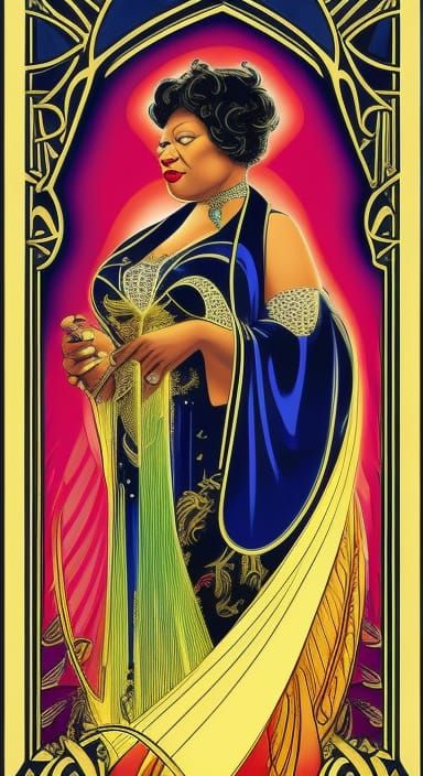Ella Fitzgerald as Tarot Card in Art Nouveau Style