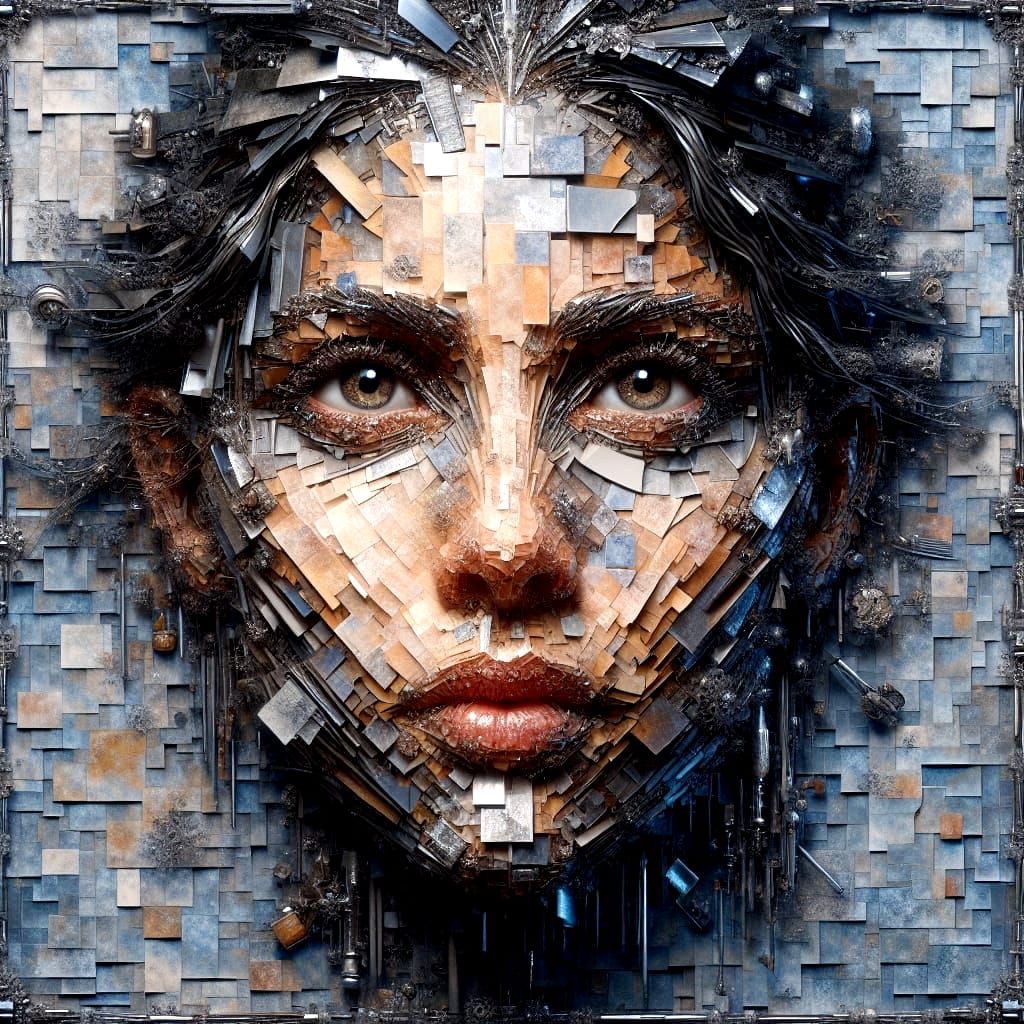 Fragmented Glass Face Reveals Melancholy in Neo-Classical Ar...