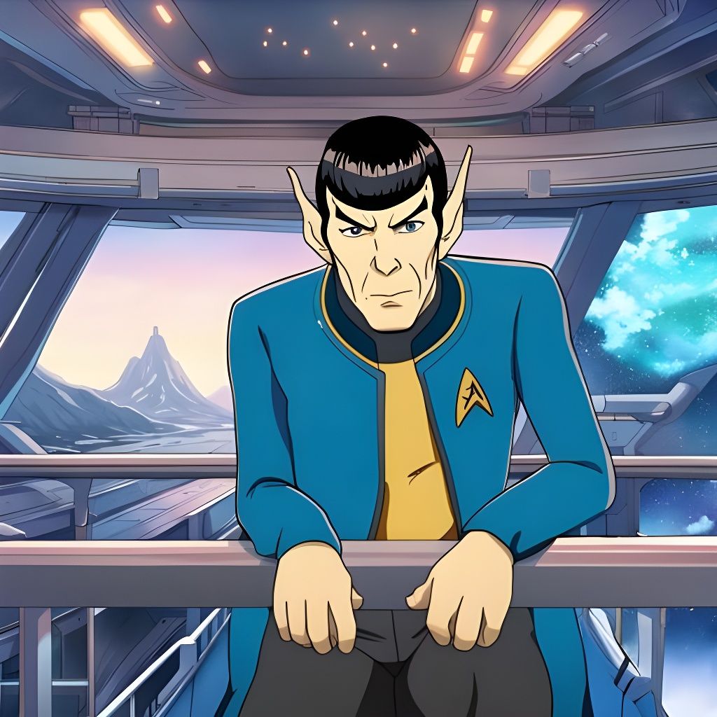 Mr. Spock on the Enterprise in Anime Style