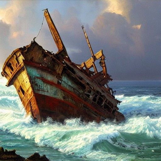 Shipwreck in the Style of James Gurney