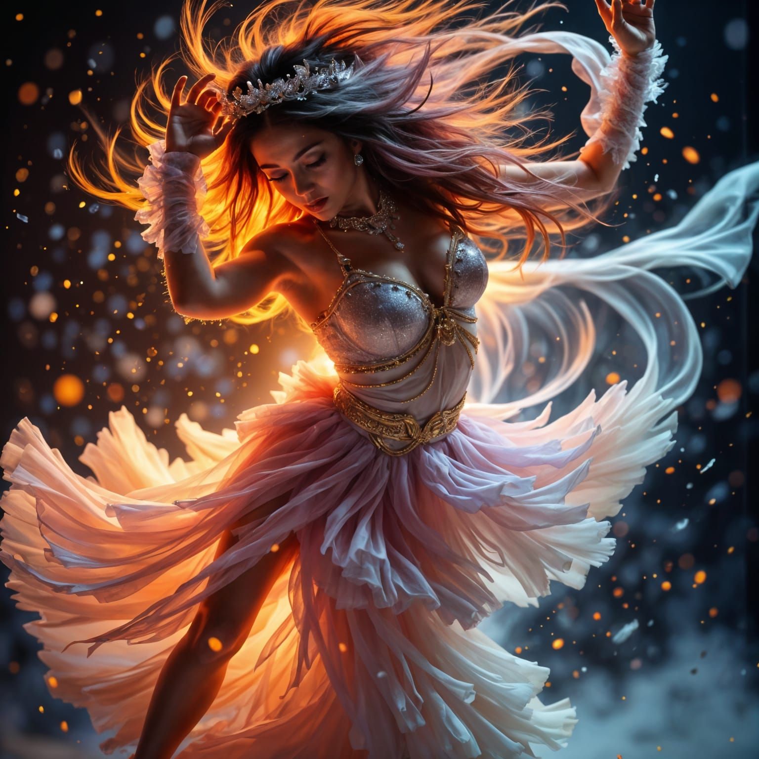 Vibrant Water Dancer in Hyper Realistic Style