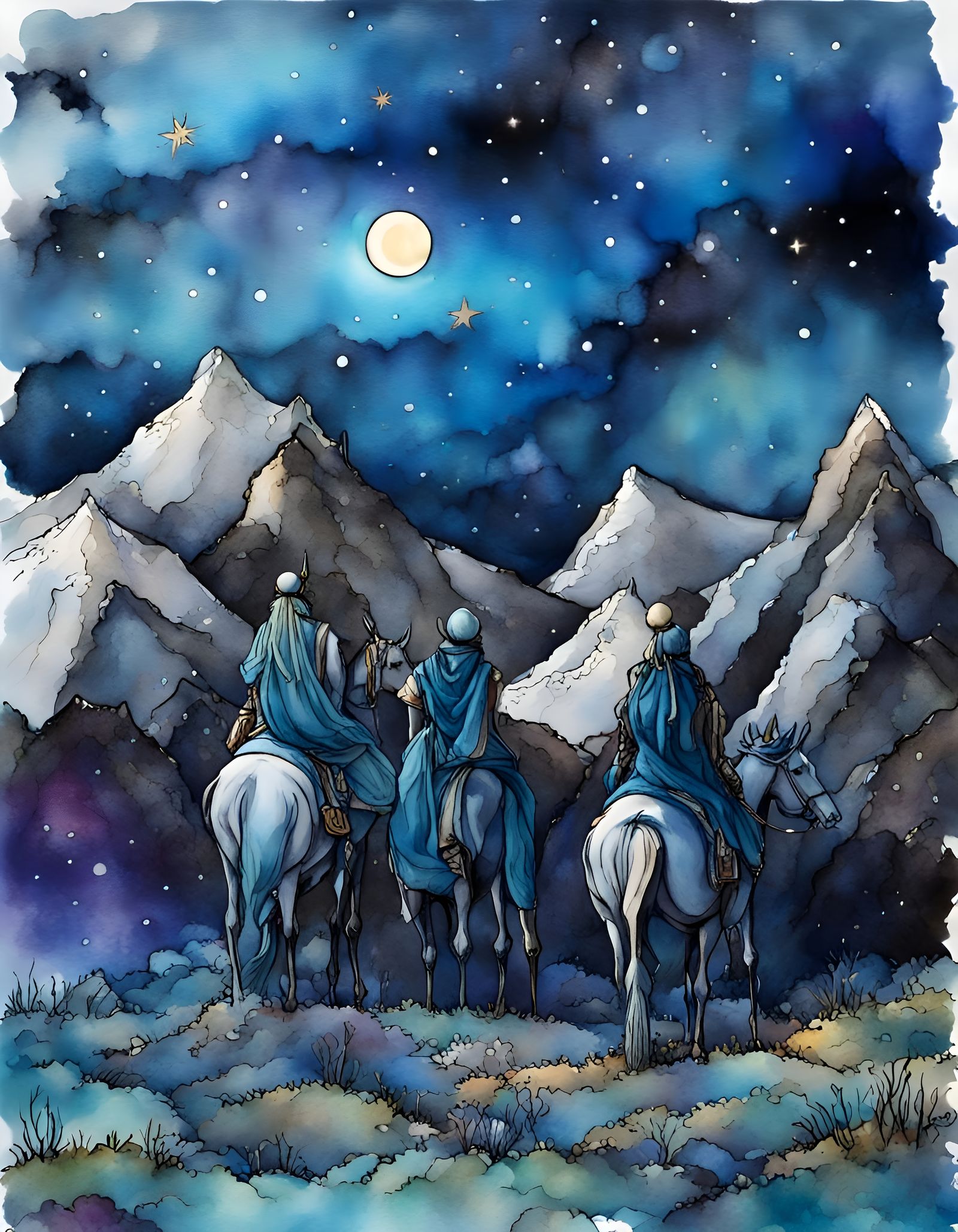 Three Kings Journey by Midnight Star in Alcohol Inks