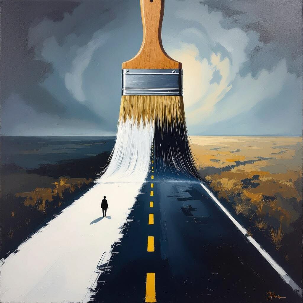 Giant Paintbrush Creates Road to Horizon in Surreal Masterpi...