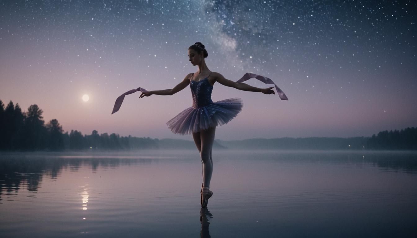 Ballerina Reflects Starry Night Sky