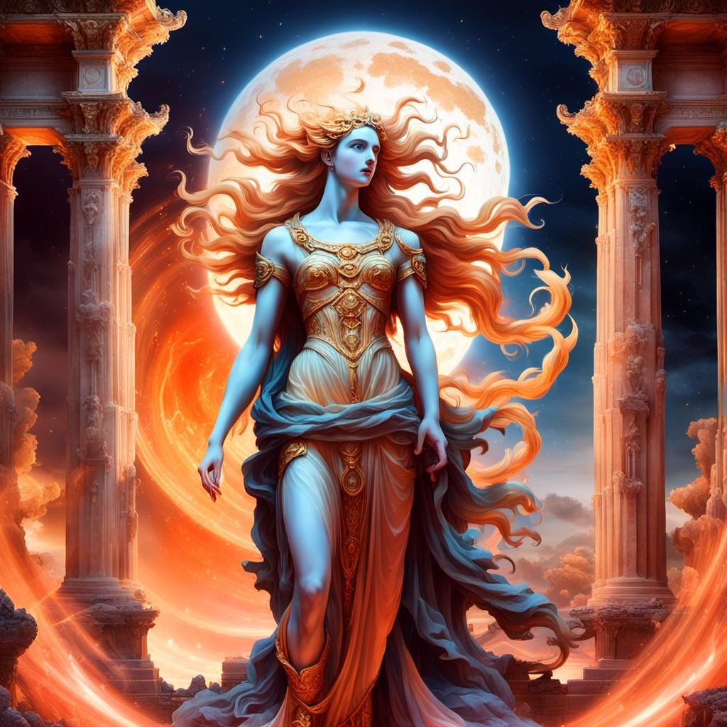 Hermaphroditus at Ancient Temple: Baroque Greco-Roman Art