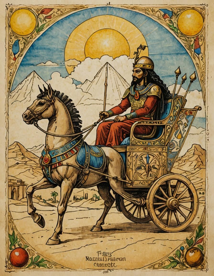 Egyptian Chariot Tarot Card in Renaissance Style