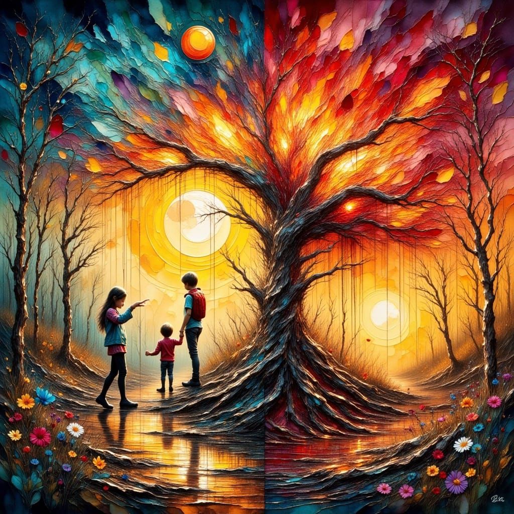 Contrasting Newspapers in Surreal Dark Fantasy Style