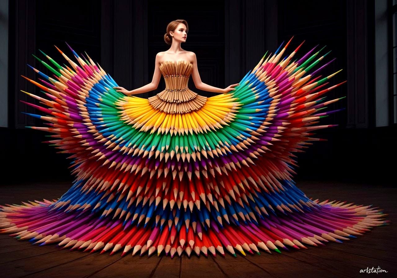 Ethereal Woman in Pencil Gown