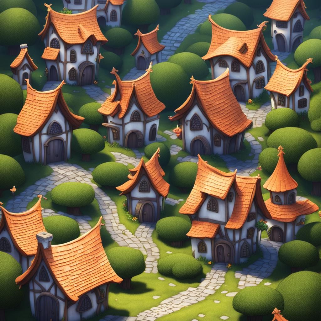 Charming AI Image of a Miniature Fairy Town