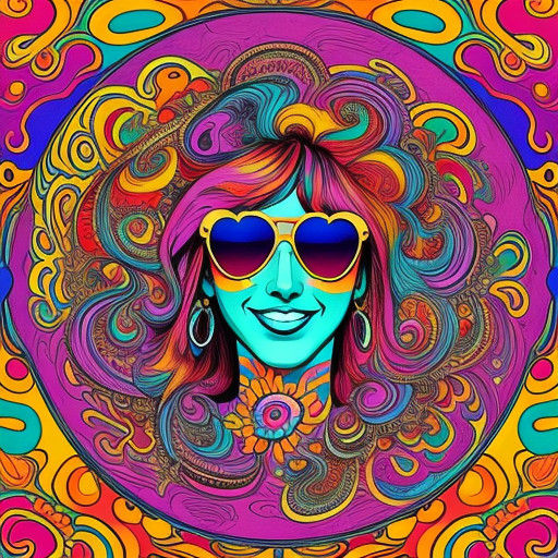 Vibrant Psychedelic Portrait in Stylized Fashion