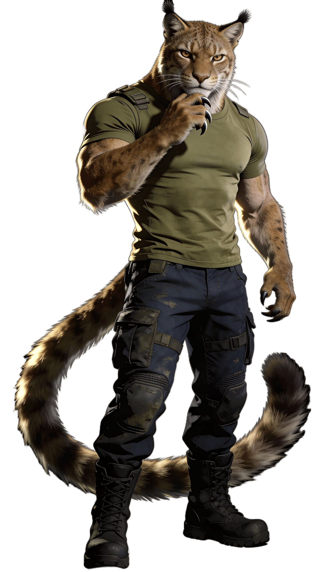 Anthropomorphic Lynx Survivalist in Tactical Gear
