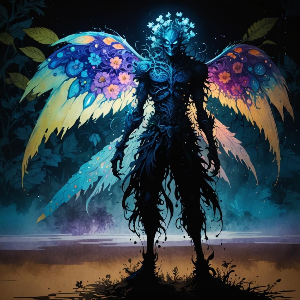 Psychedelic Plant Monster in Tribal Tattoo Style