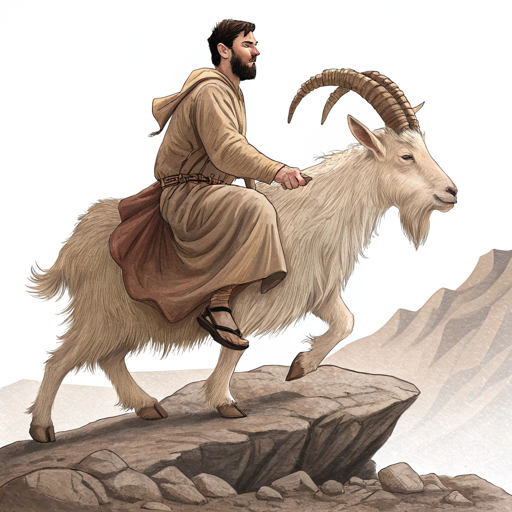 Messi Rides Mythical Goat Across Rocky Terrain