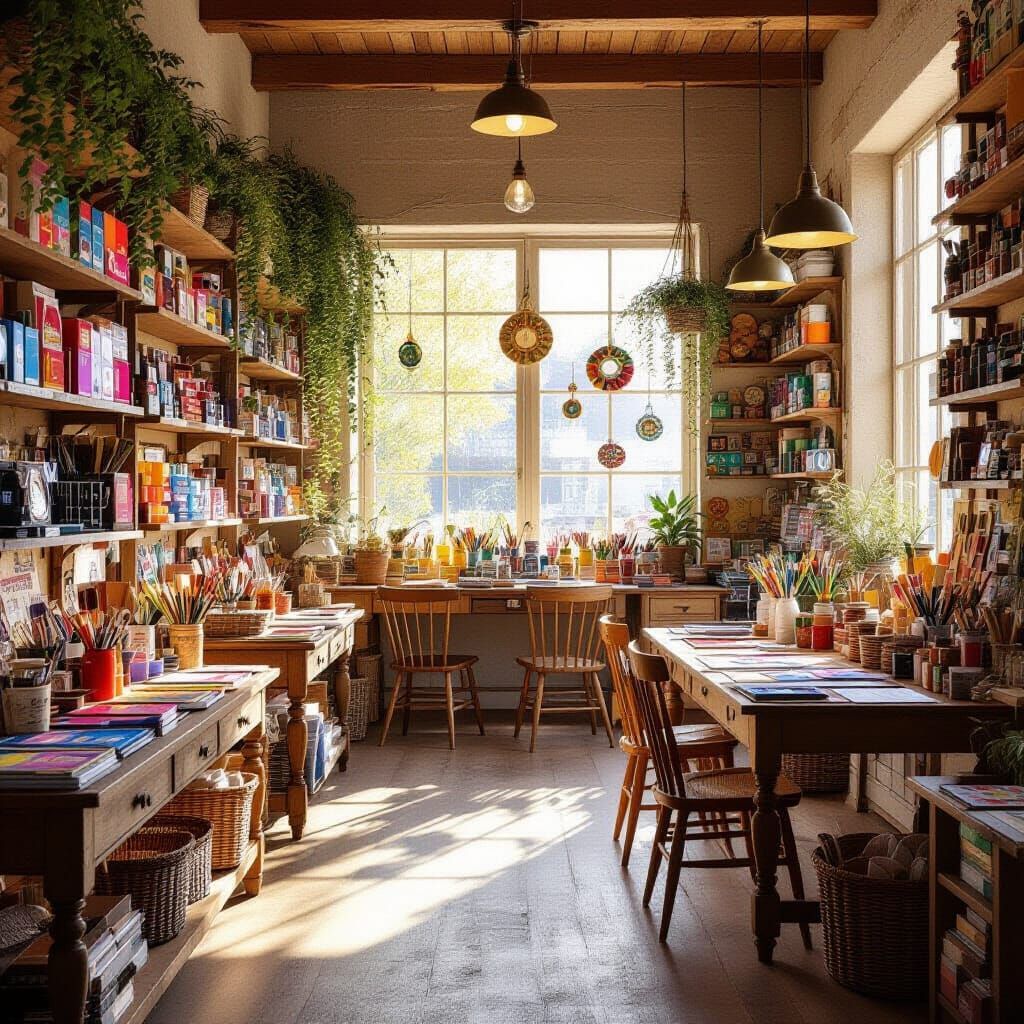 Inviting Craft Store Interior with Art Supplies