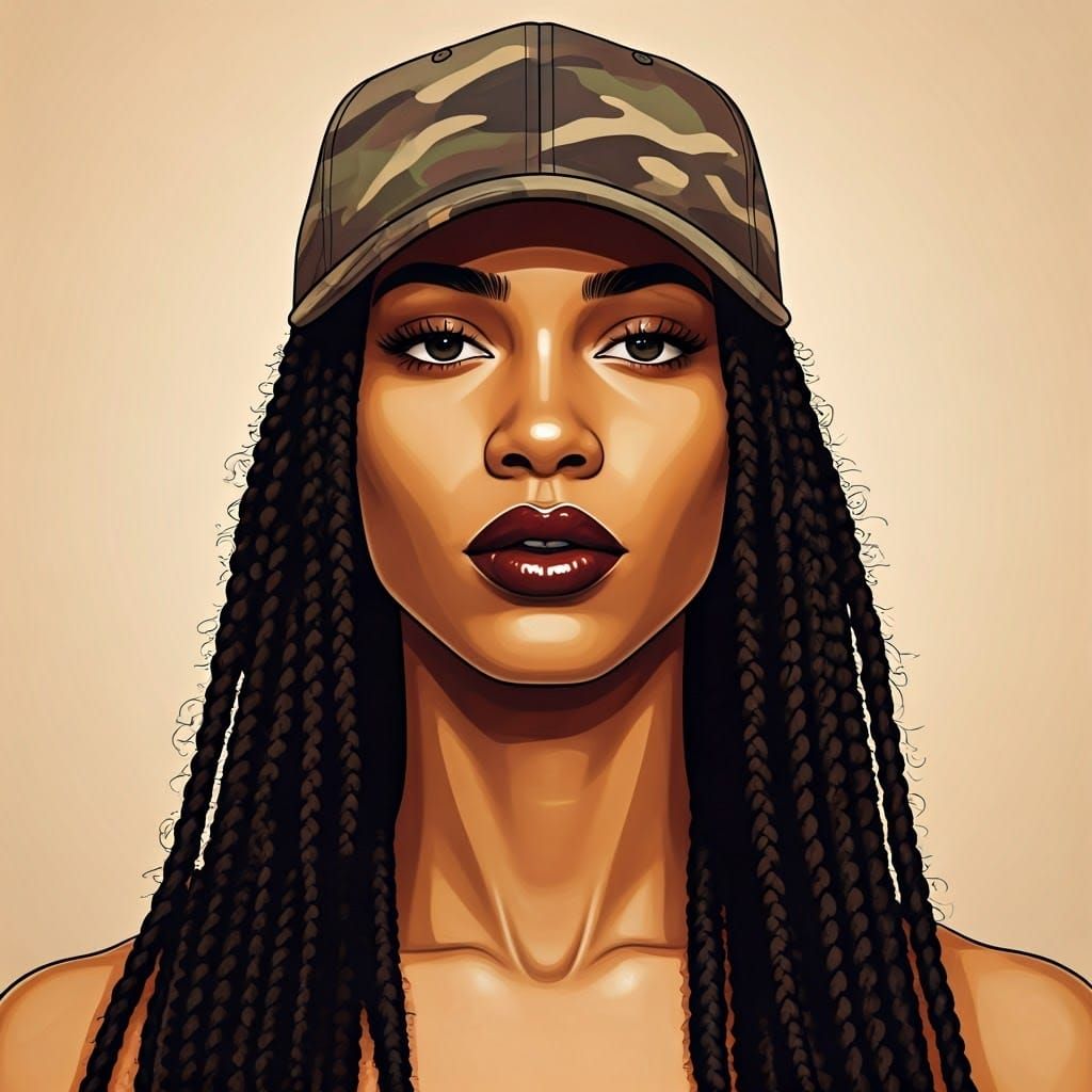 Confident Young Adult in Bold, Cartoonish Style Portrait