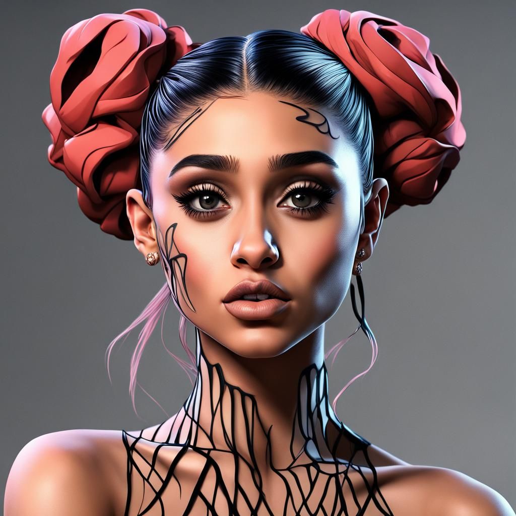 beautiful Ariana Grande, strong jawline face