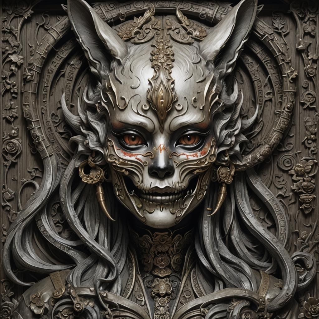 Enchanting Kitsune Lady Digital Art