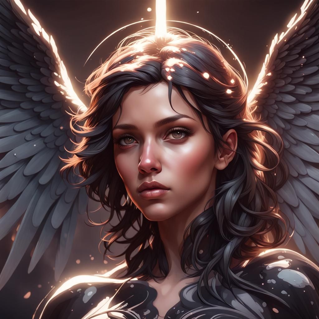 Hyperdetailed Portrait of a Black Angel
