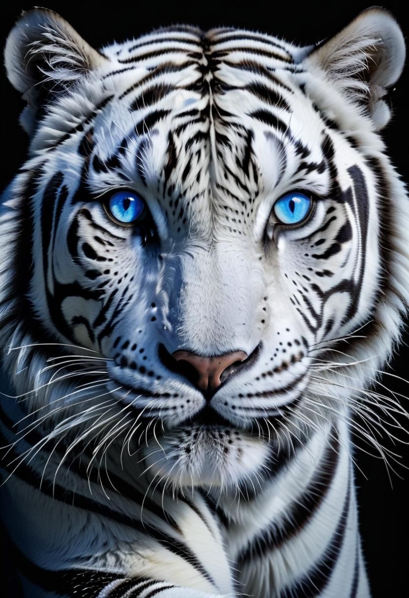 Rare White Tiger with Blue Eyes