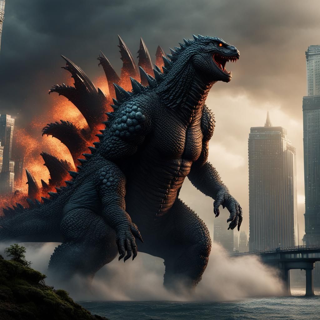 Detailed Godzilla Concept Art in Deep Color