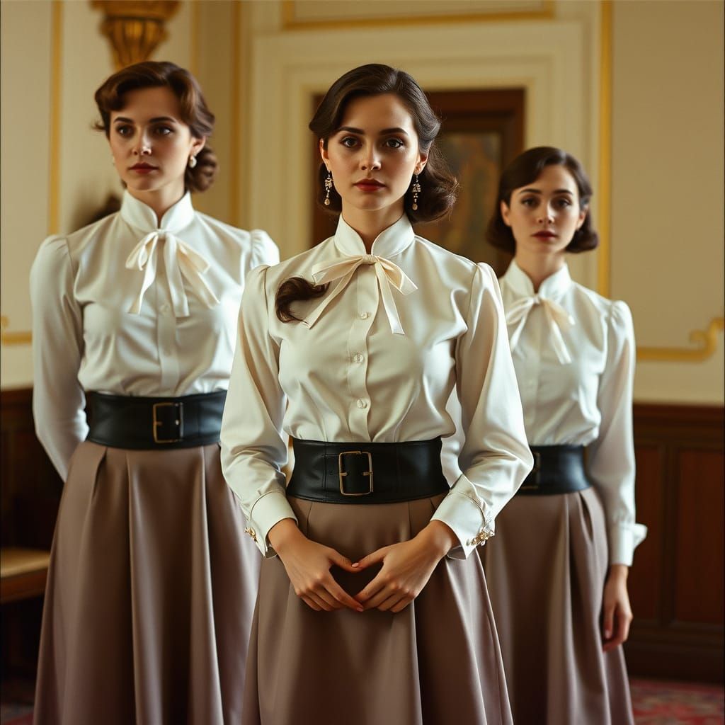 Elegant Women in Corsets: A Cinematic Film Still