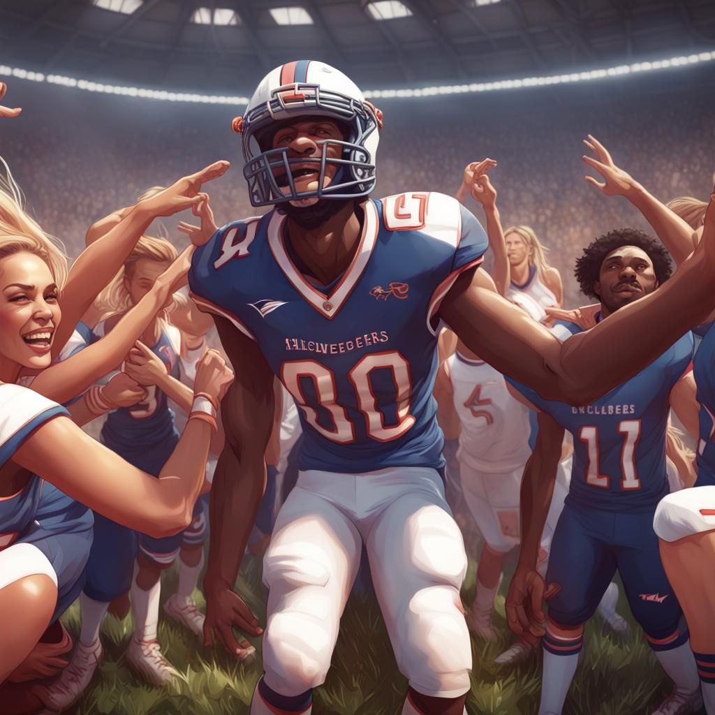 Triumphant Football Player Celebrates Victory