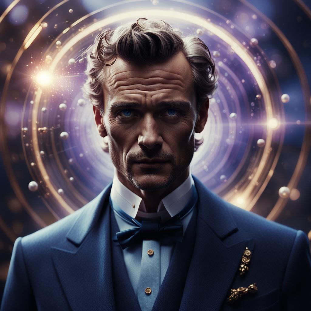 Elegant Man with Emerging Atoms, Peter Lindbergh Style