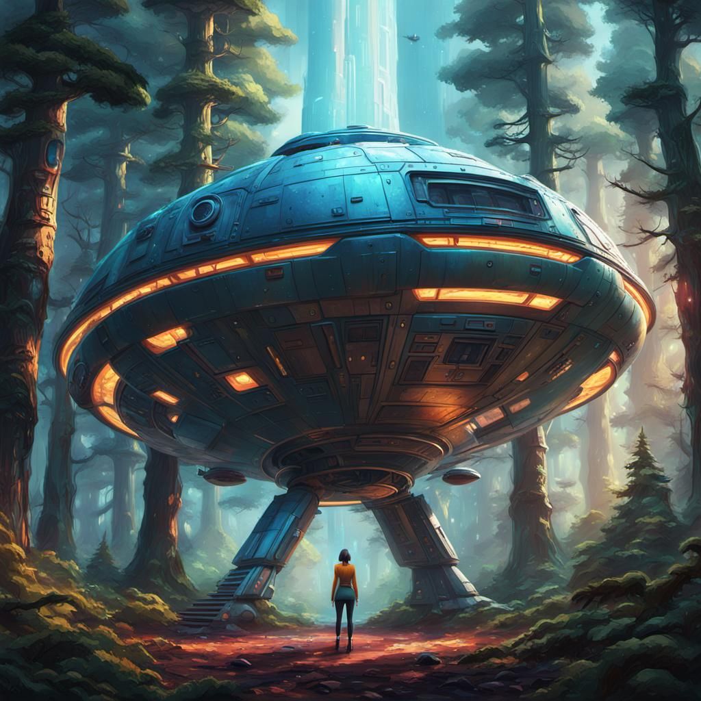 Girl with Round Belly and Spaceship: Concept Art