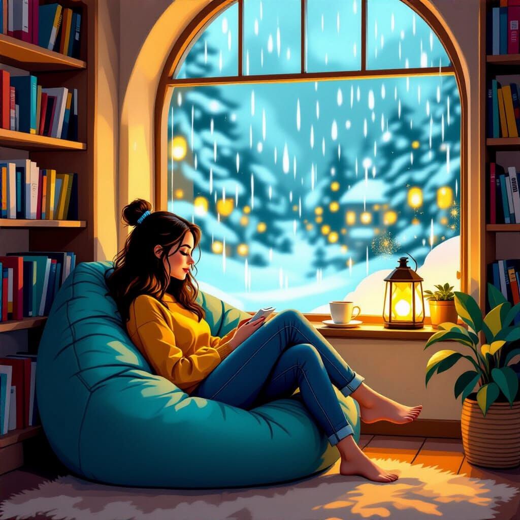 Cozy Undersea Reading Nook in Soft Lighting