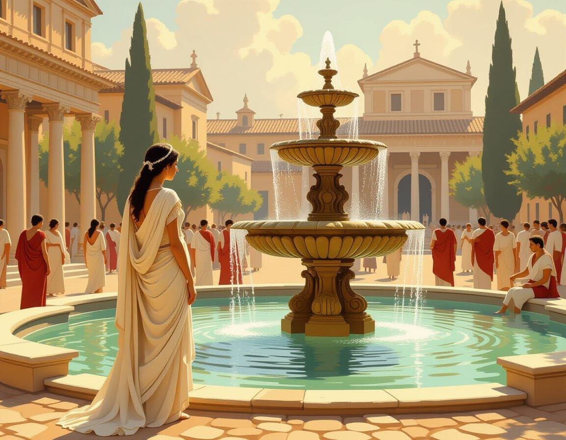 Woman in Ancient Roman City, Bob Ross Style