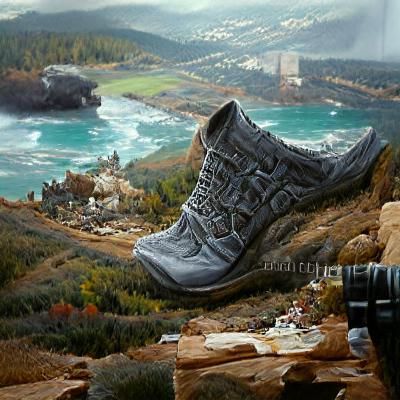 Coastal Grandma Hiking Boot Oil Painting