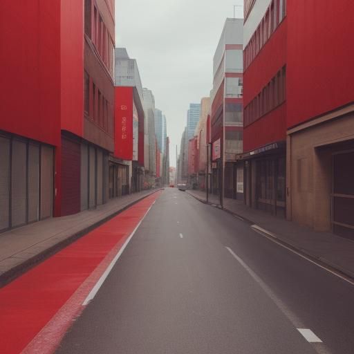 Red Road in a Vibrant Cityscape
