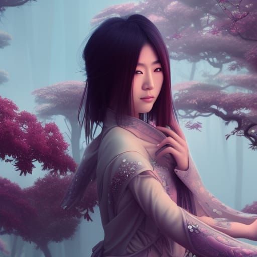 Beautiful Japanese Woman in Detailed Matte Painting