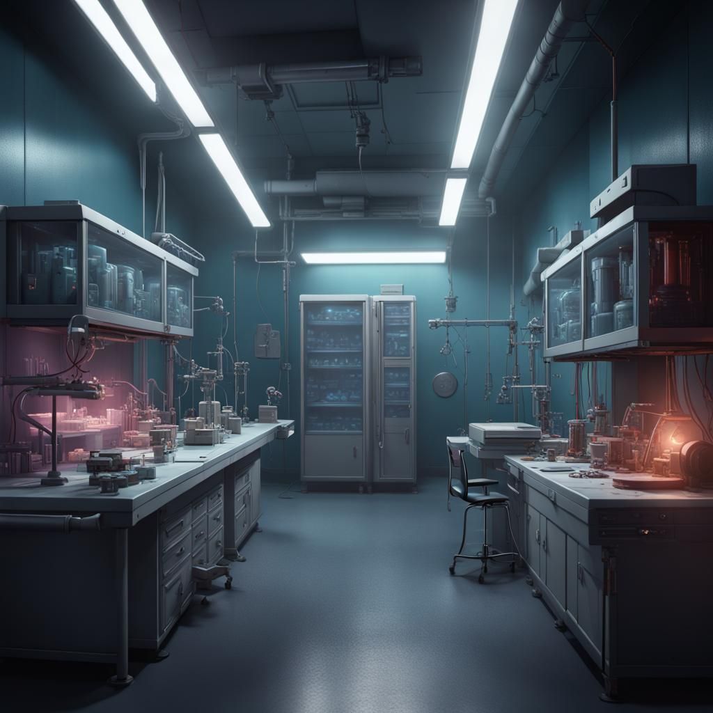 Modern Lab in Morgue: Detailed Matte Painting