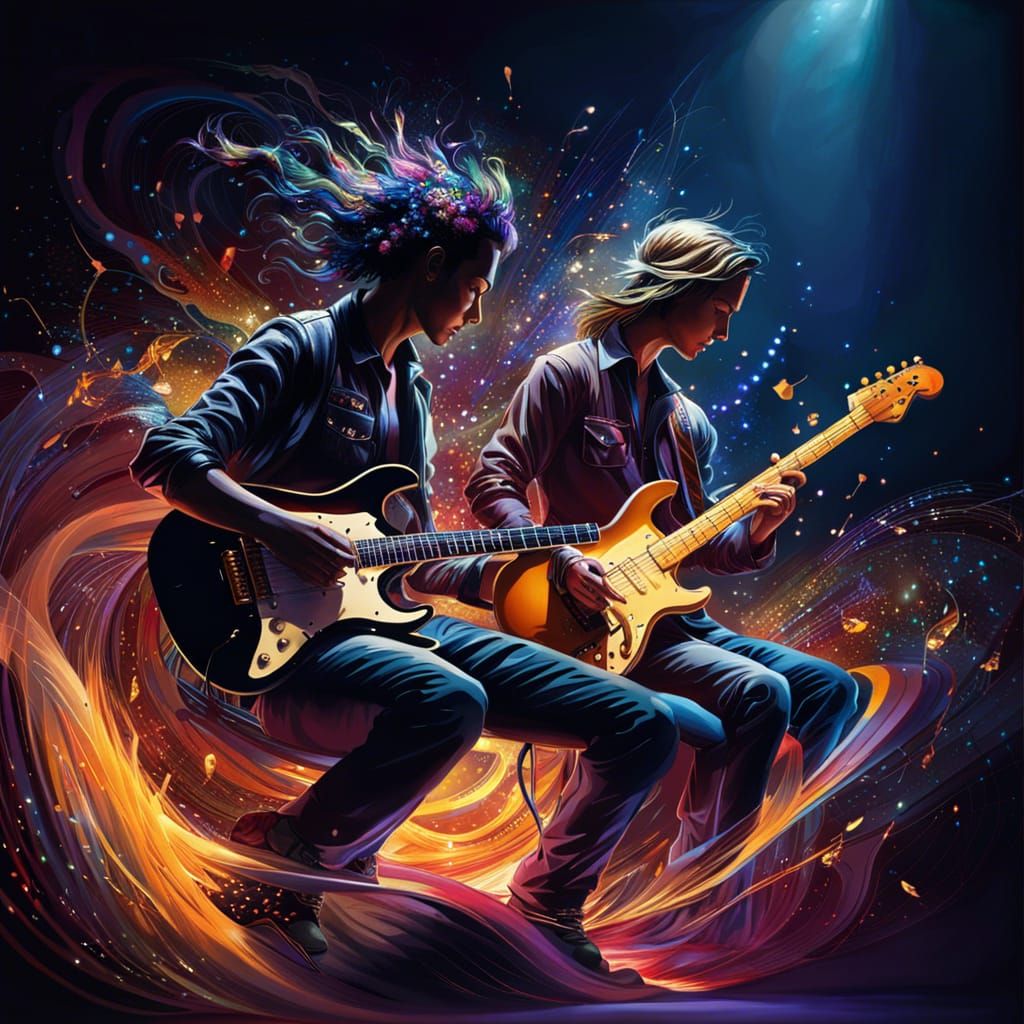 Musicians Create Swirling Sounds on Stage as Splash Art