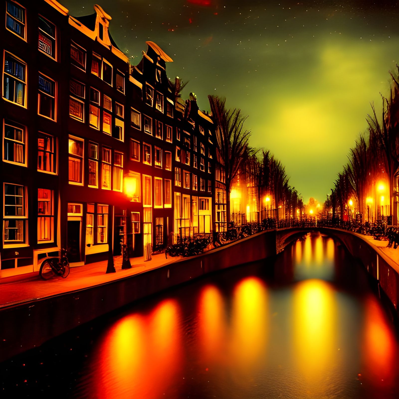 Amsterdam Red Light District at Night