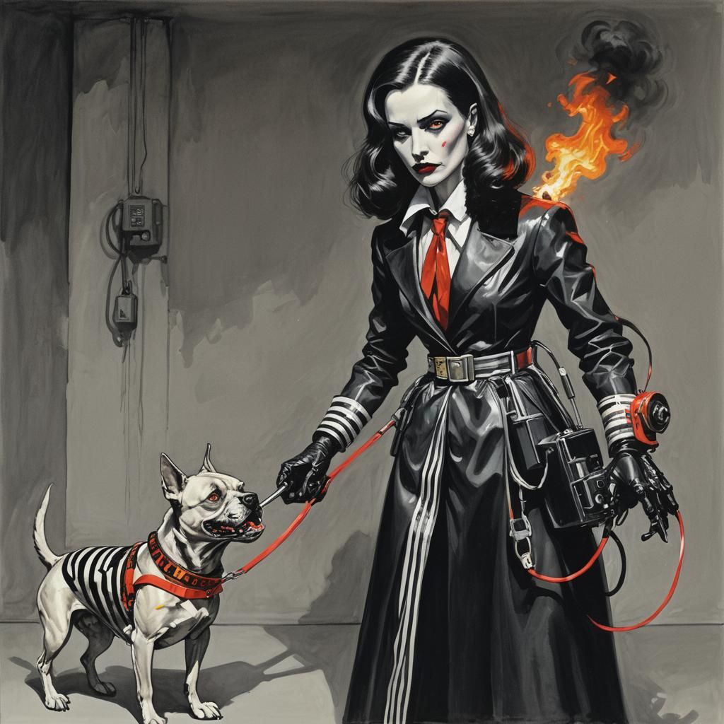 Glamorous Granddaughter of Dracula Leads a Fiery Robot Dog