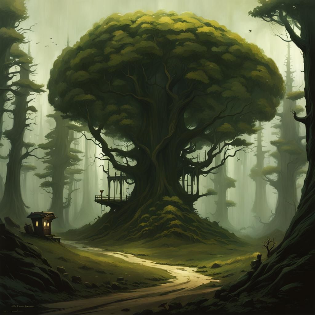 Eldritch Forest Concept Art in Dark Fantasy Style