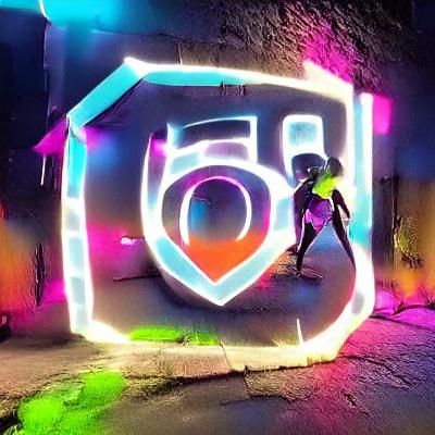 Glowing Neon Graffiti of "Instagram" in 3D