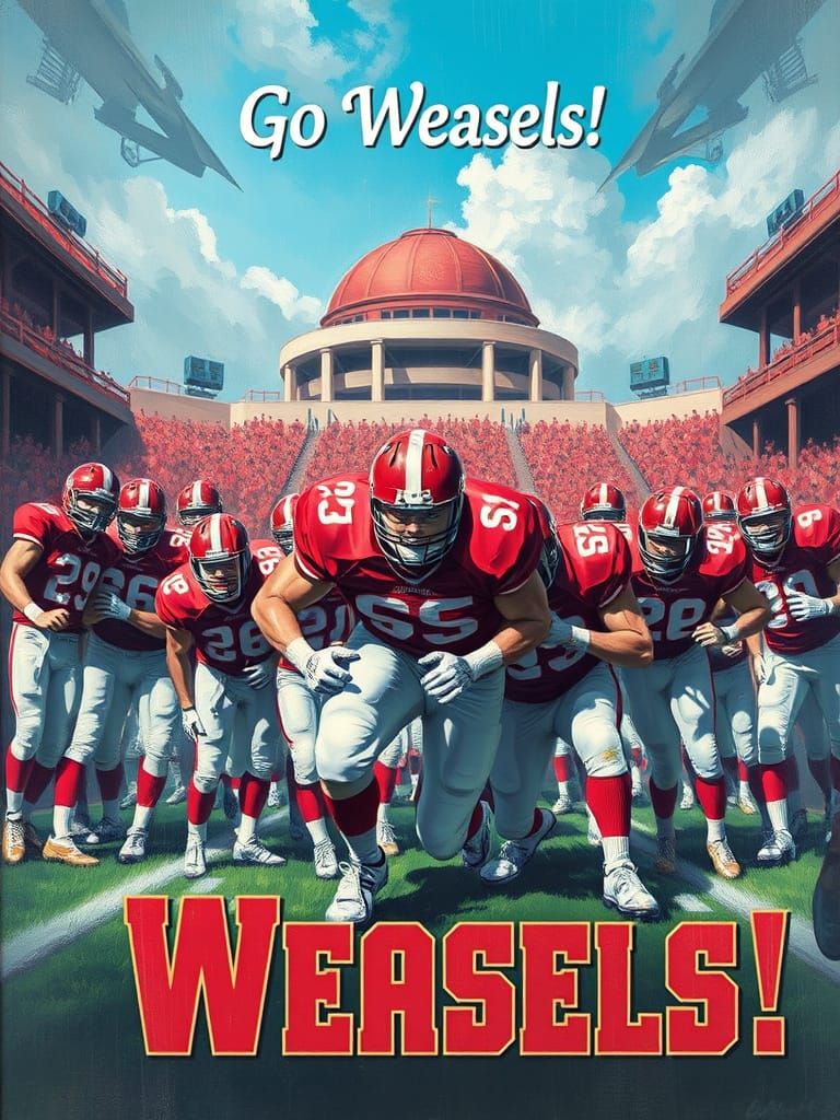Varsity Football Team Poster: Go Weasels!