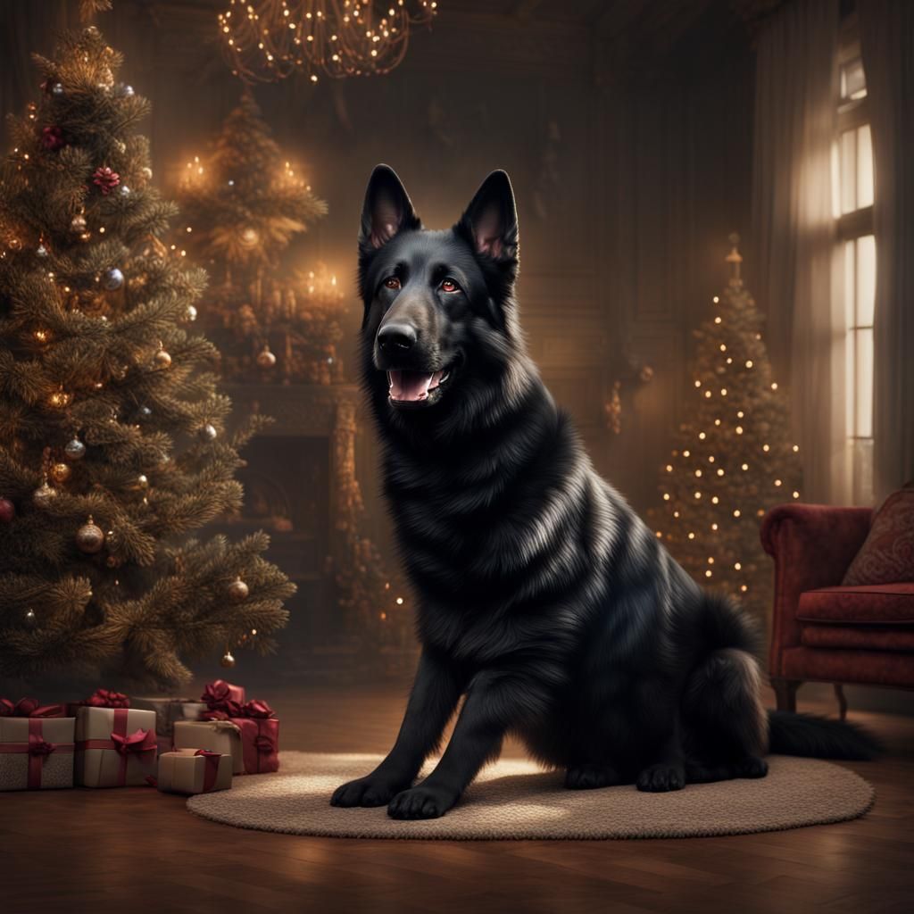Spectacular Christmas Tree Made of Black German Shepherd