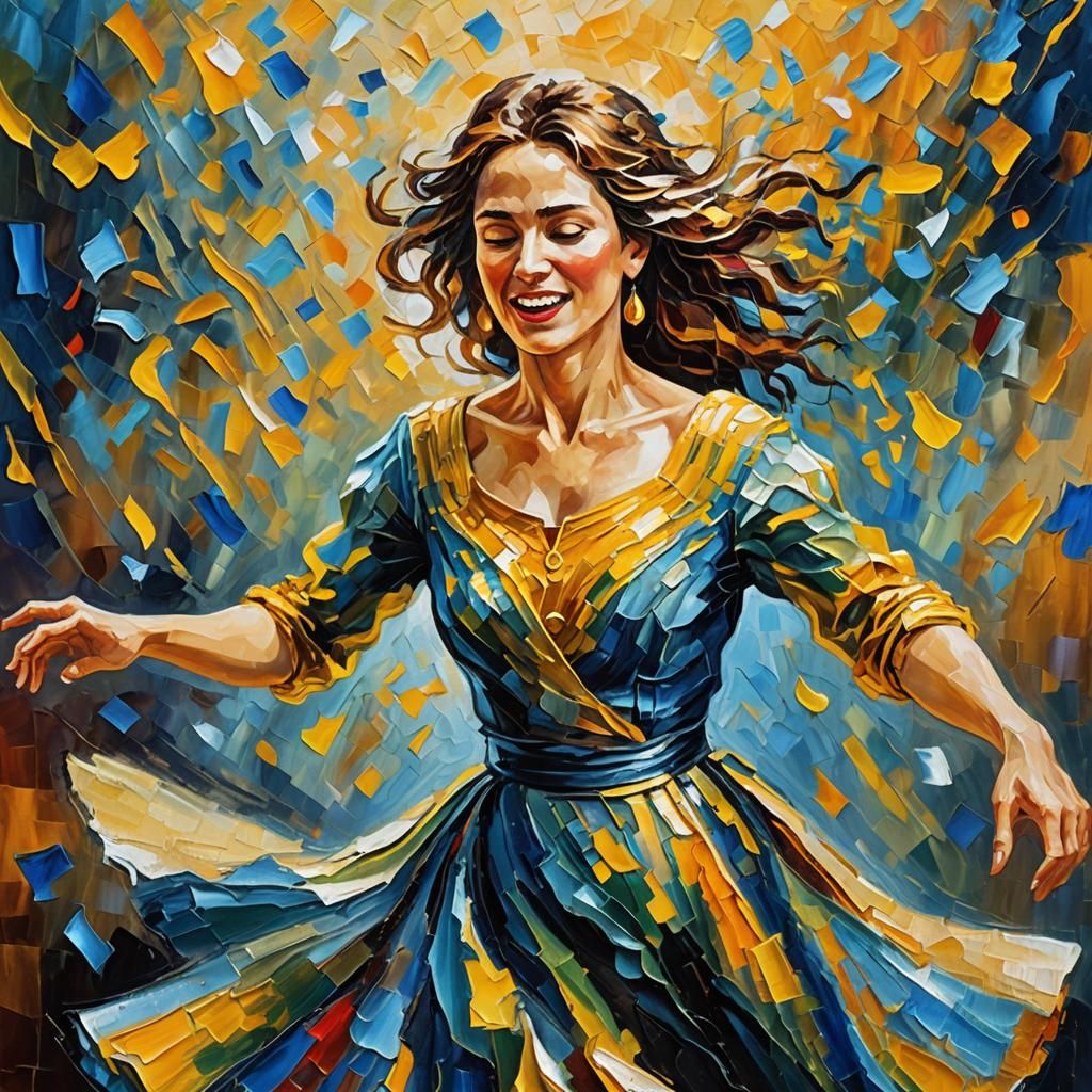 Woman Dancing: Impressionist Oil Painting with Vivid Colors