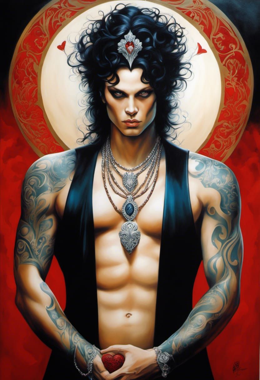 Ville Valo as God of Love: Acrylic Painting