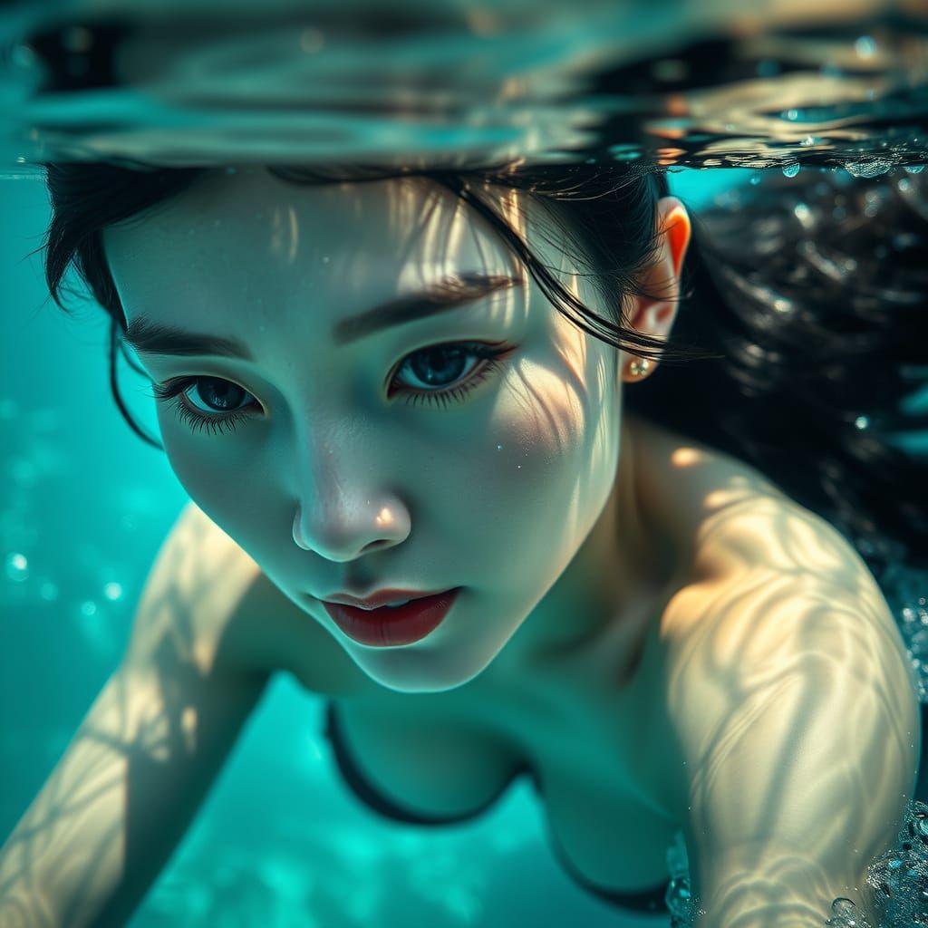 Mysterious Chinese Mermaid Swims in Turquoise Waters