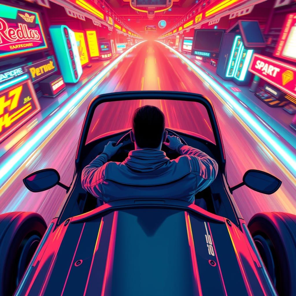 High-Octane Top-Down Car Race in Neon Arena
