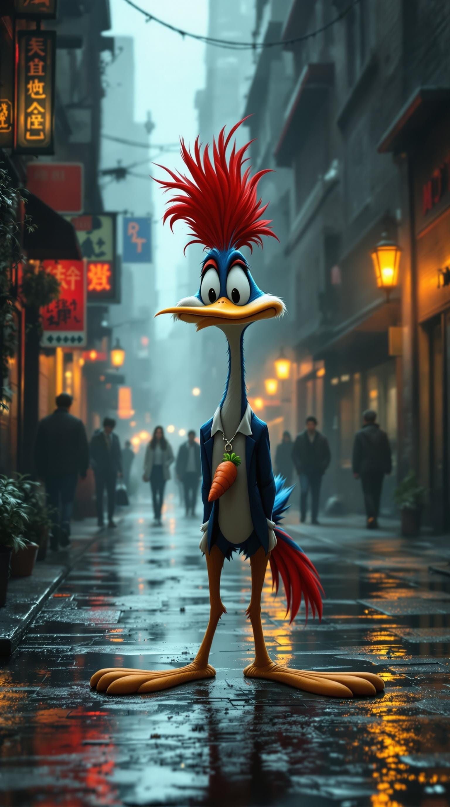 Wise-Cracking Road Runner in Gritty City