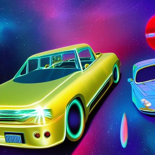 Holographic Astral Cars Inspired by Pablo Amaringo
