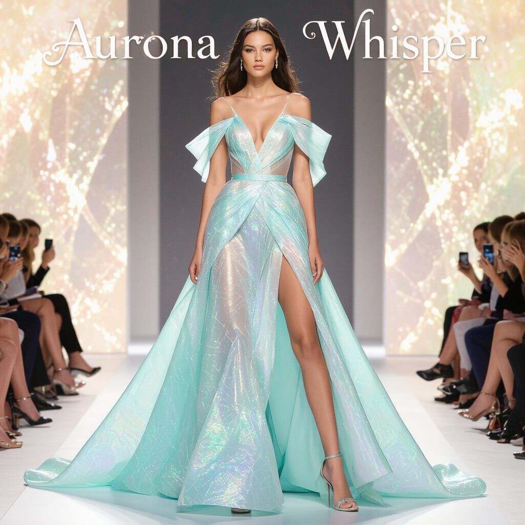 Iridescent Couture Gown Fashion Illustration