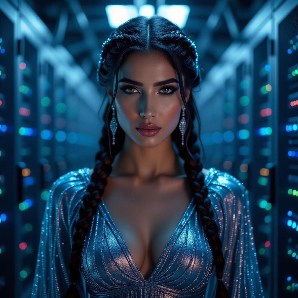 Middle Eastern Digital Goddess in Cyberpunk Style